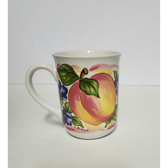 Vintage 1995 Potpourri Designs Message Mug Trivet Box Peaches J. Burns Peeples - Picture 5 of 16